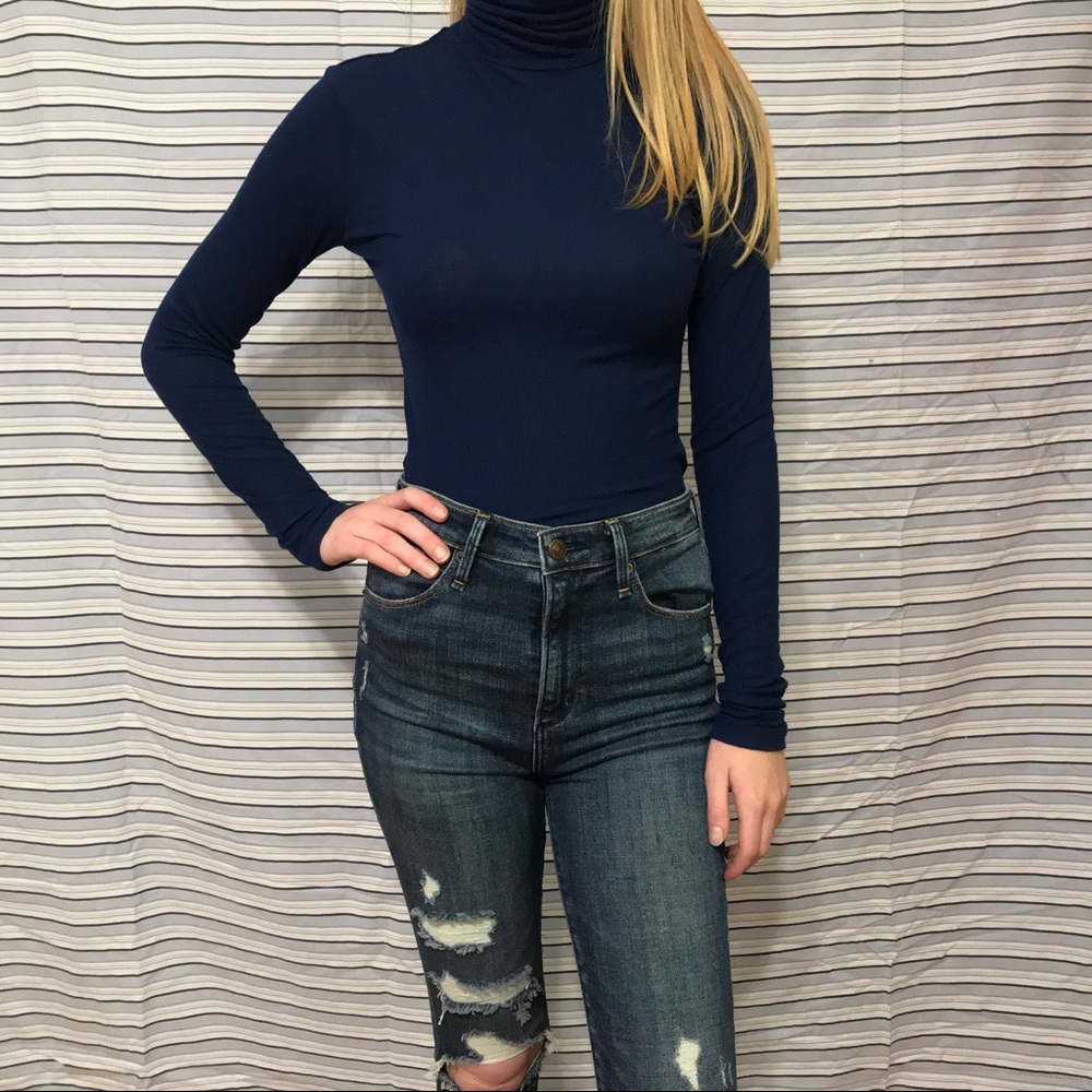 Blue long sleeve turtle neck